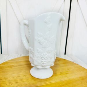 Westmoreland Vintage Grapes and Leave 9 Panel Milk Glass Pitcher White